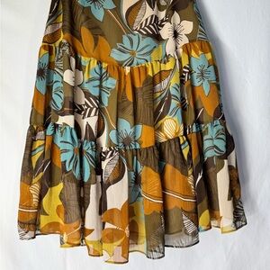 Nicole by Nicole Miller Floral Skirt in Olive, Tan & Aqua